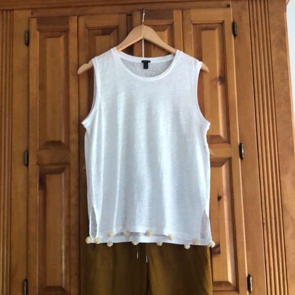 J Crew tank top with tan fringe balls at hem NWOT - Picture 9 of 12